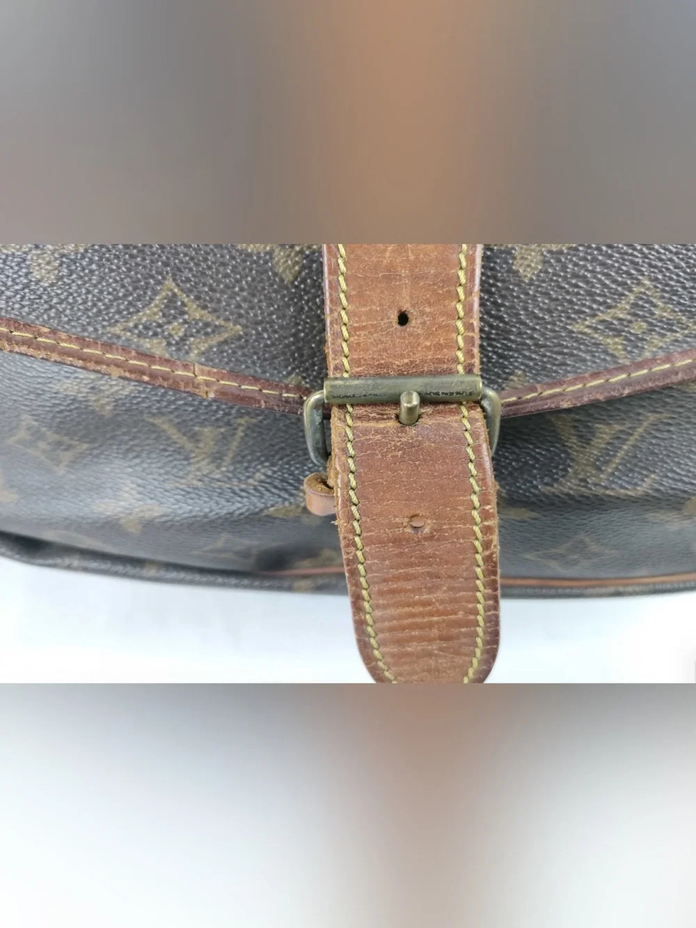 Large Saumur 35 LV Monogram Crossbody Messenger Bag in Brown and Tan